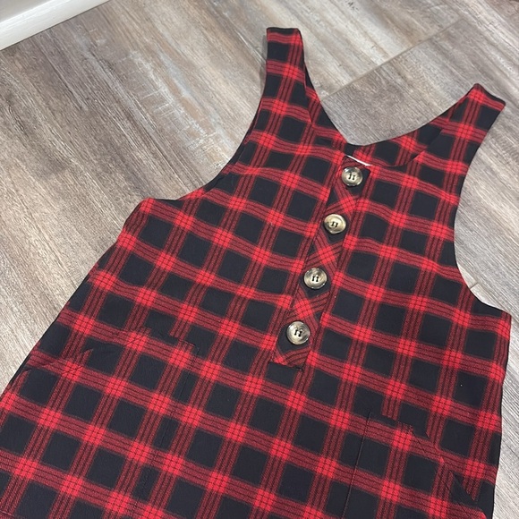 Zara Red Plaid Girls Jumper size 8 - Picture 4 of 6